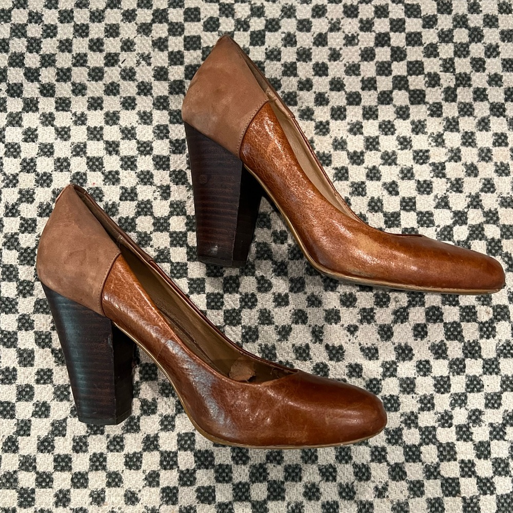 Vintage Aldo Leather Suede and Wood Heels